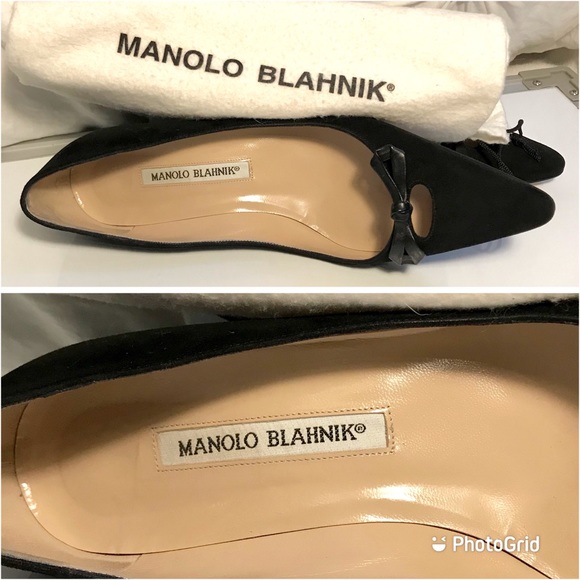 Like🆕 MANOLO BLAHNIK Black Kitten Heels  US 8 - Picture 11 of 13
